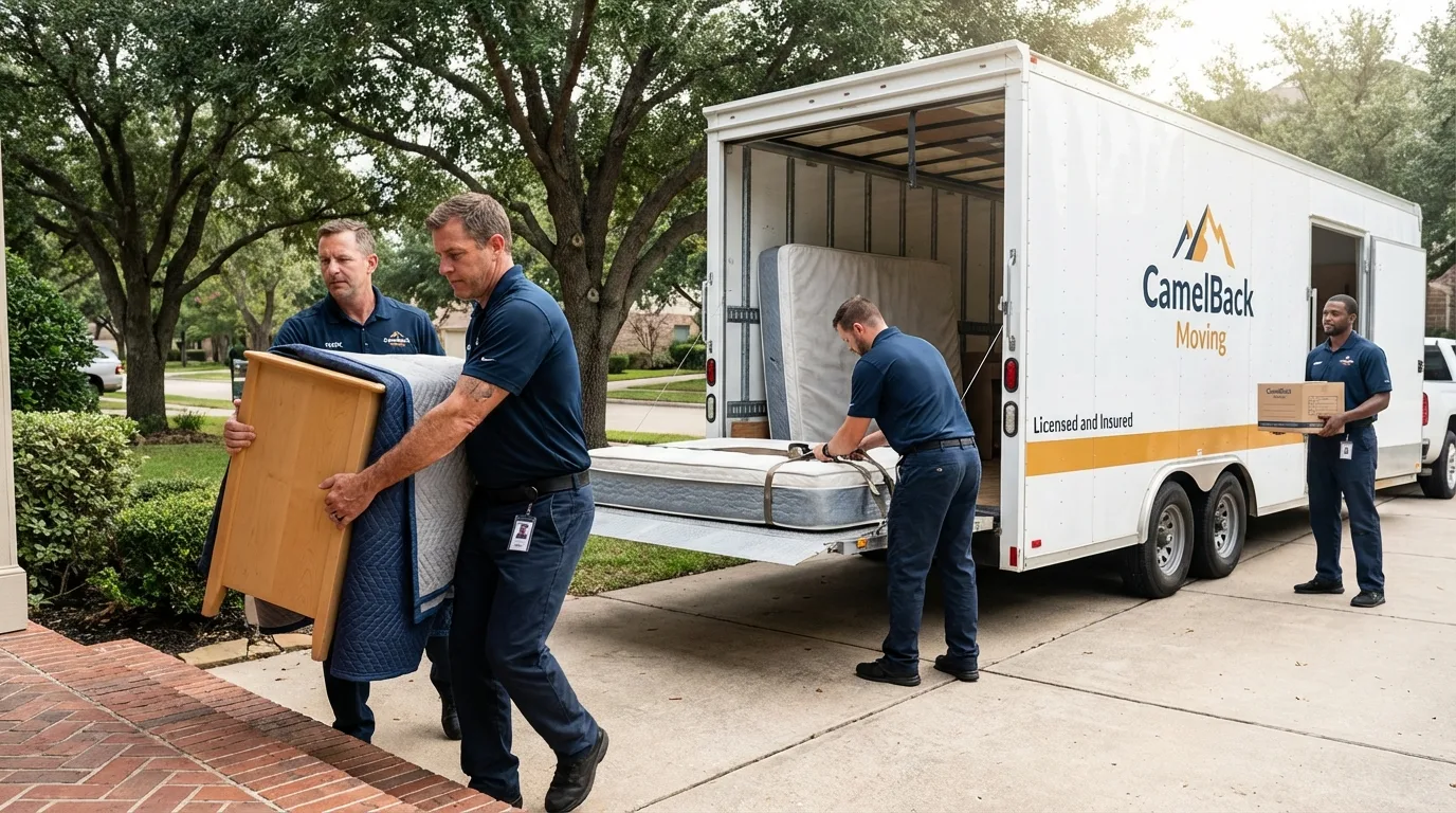 Crew loading residential truck for cross-state move from Schnecksville, PA