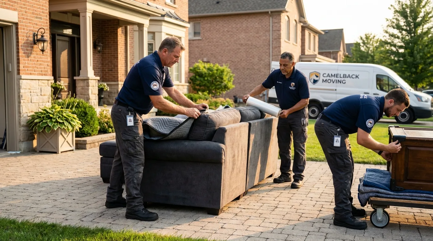 Large estate moving crew wrapping furniture in Schnecksville, PA