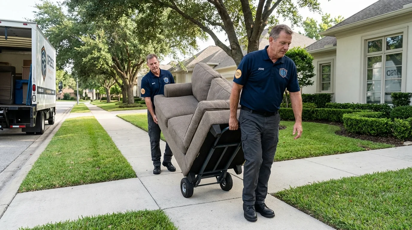 Local residential moving crew loading furniture in Schnecksville, PA