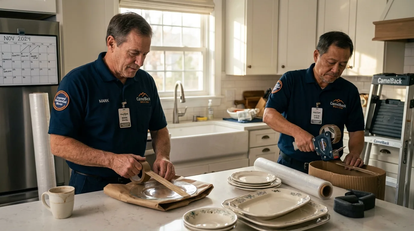 Professional crew packing kitchen dishware in Schnecksville, PA